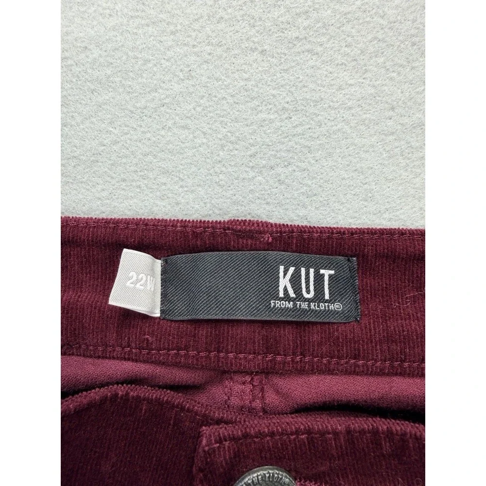 KUT From The Kloth Diana Fab Ab Skinny Corduroy Pants Womens 22W Burgundy NWT